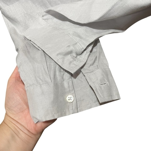 J. Jill Love Linen 100% Linen Light Gray Silver Button Down Shirt - Picture 3 of 10